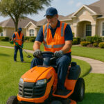 Landscaping Crew Vendor working on HOA Lawn